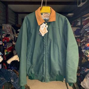 Vtg 90s Pella Santa Fe Style Blanket Lined Canvas Workwear Green Jacket Large
